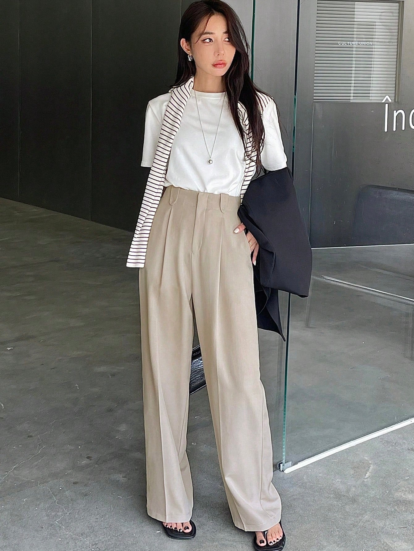 Maxct Women Fashion Loose Pure Color Daily Wear All-Match Office Pants
