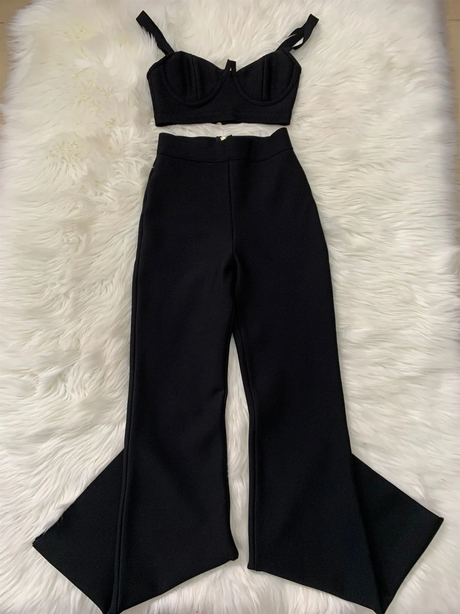 Maxct Women Set Party Workout Sport Pants Bra Clothing Short Crop Top High Waist Long Pants 2 Piece Set Suits