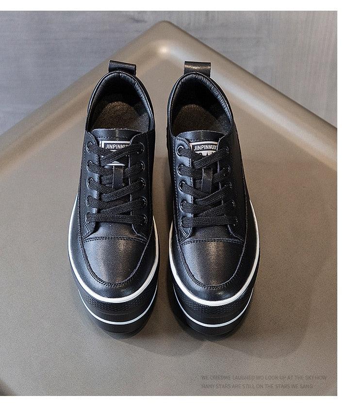 Leather Platform Sneakers for Women Maxct