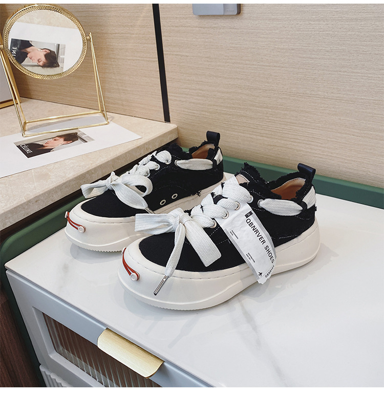 Chunky Canvas Platform Sneakers: Women's Thick Sole - true deals club