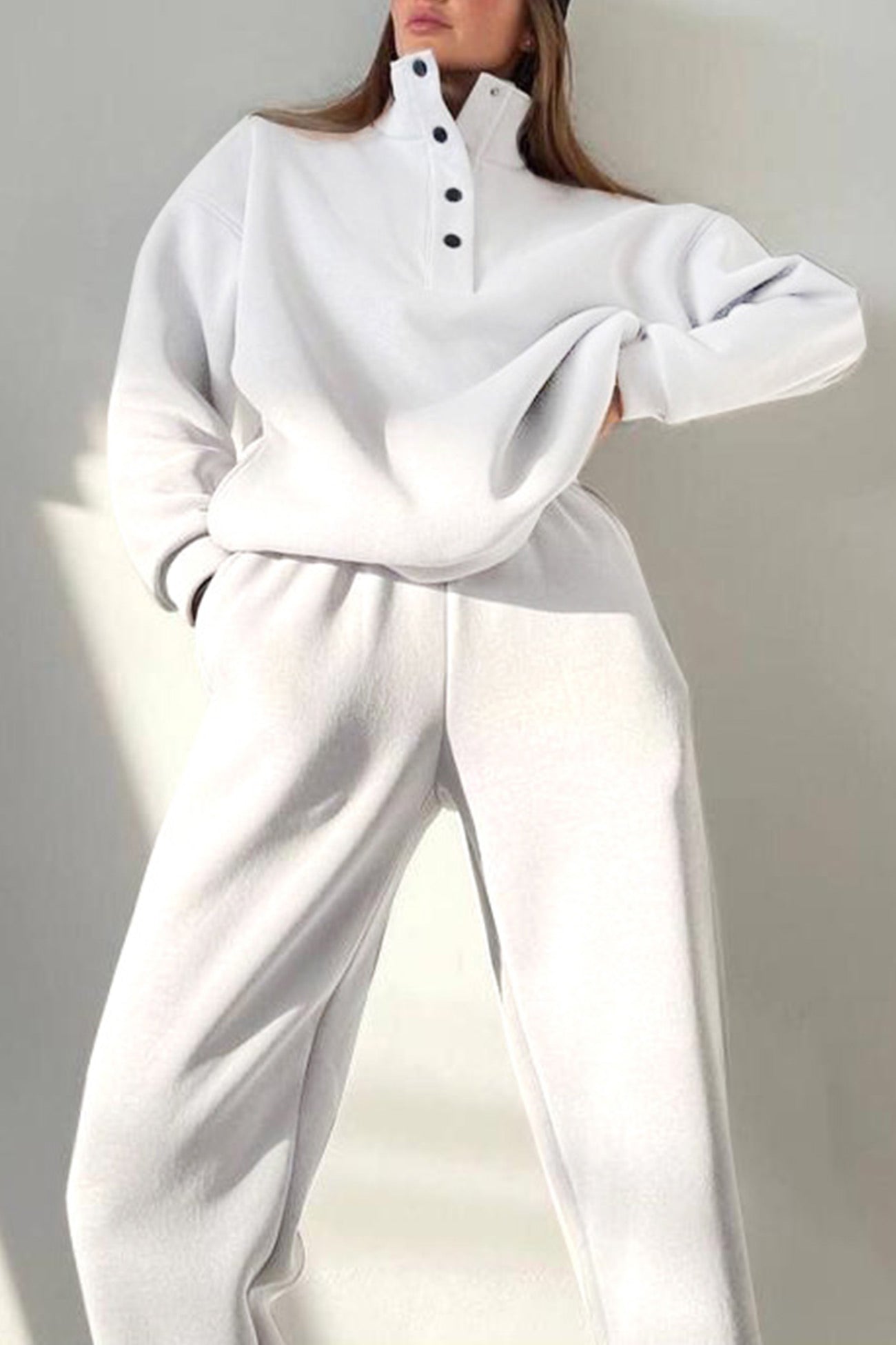 Maxct Stand Neck Button-down Sweatshirt Suits