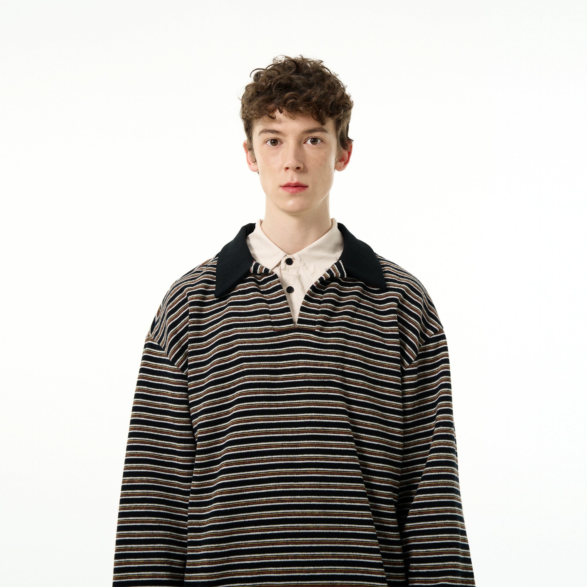 Madwitch Retro Fake Two-piece Striped Shirt Maxct