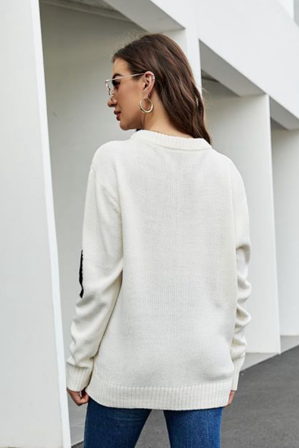 Maxct &Round Neck Dropped Shoulder Sweater