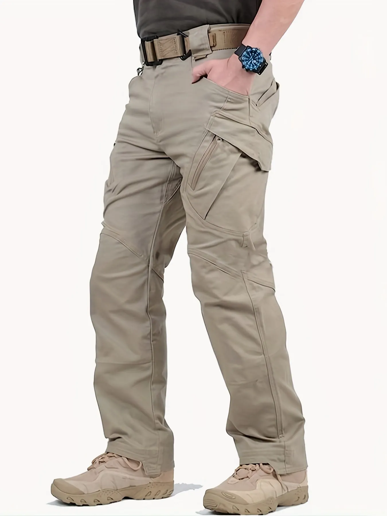 Maxct  Men's Casual Cargo Pants With Zipper Pockets, Male Joggers For Spring And Fall Outdoor