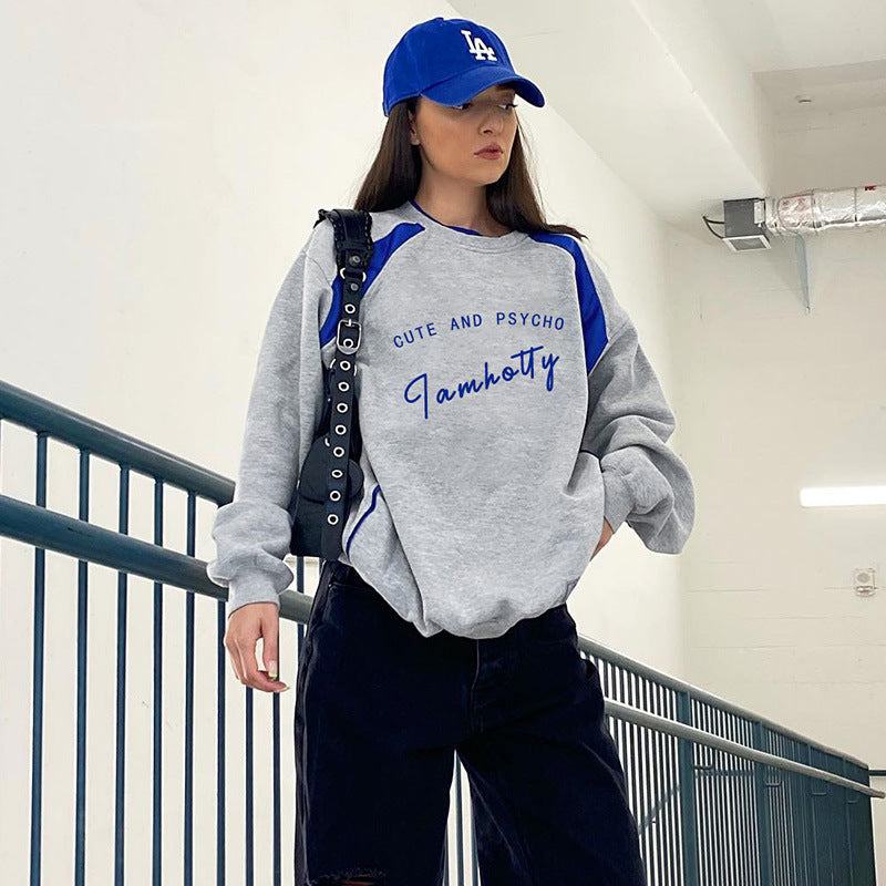 Maxct Contrast Letter Graphic Pullover Sweatshirt