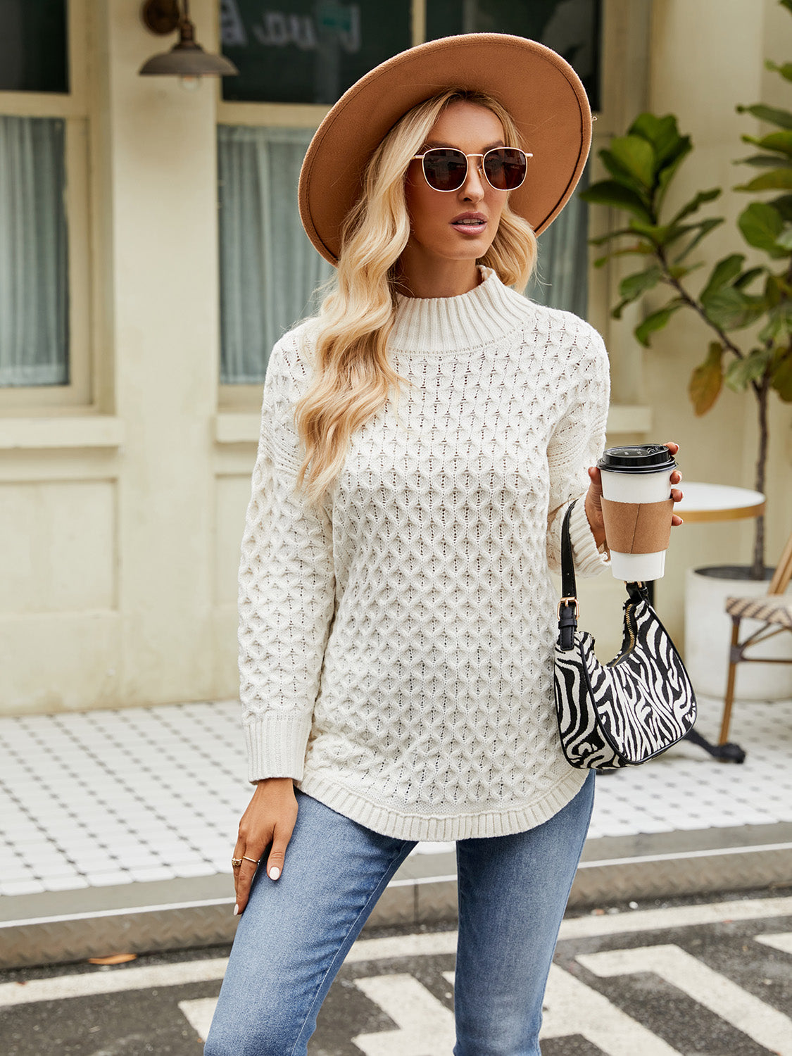Maxct &Mock Neck Slit Sweater