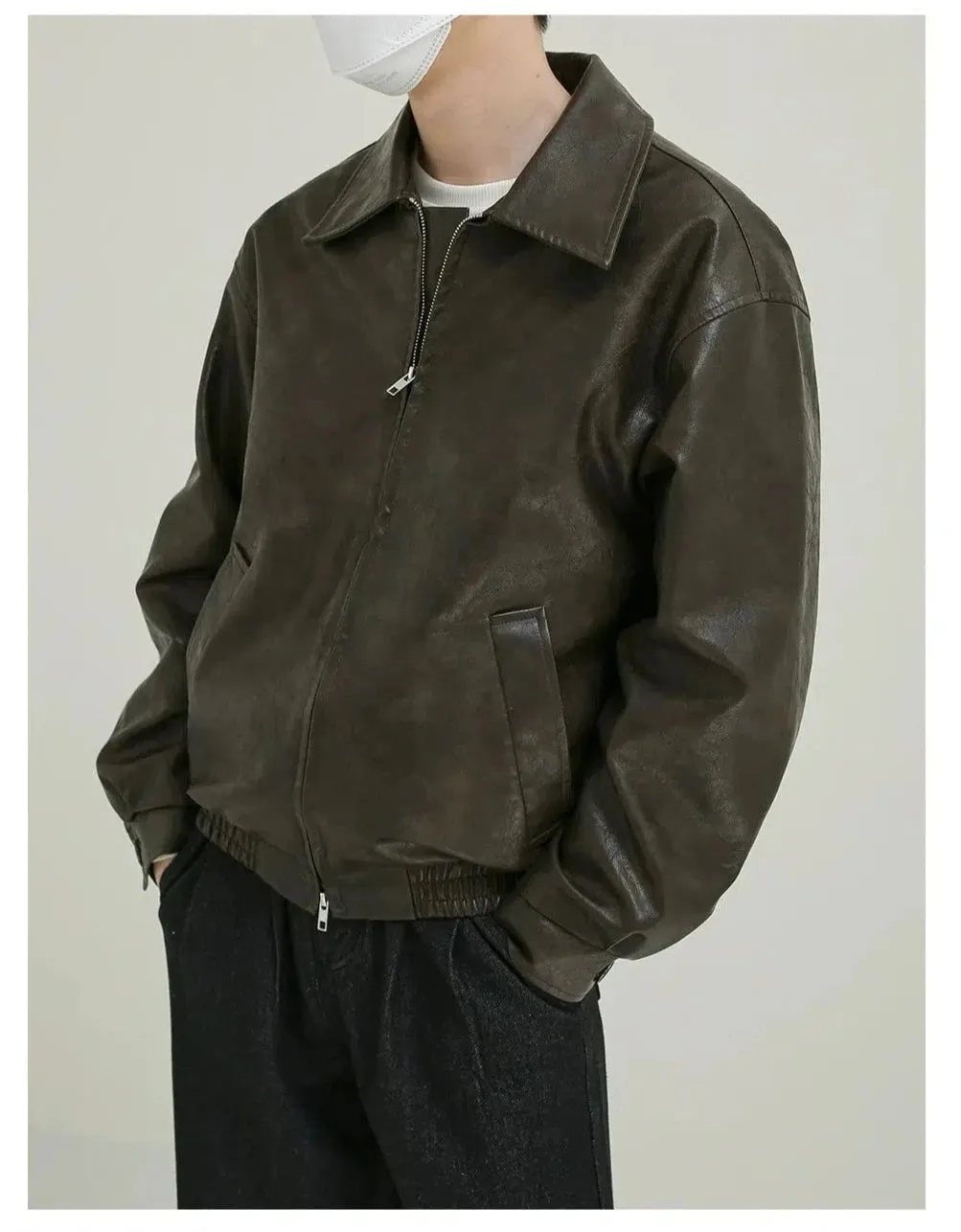 Maxct Vintage Zippered Leather Jacket