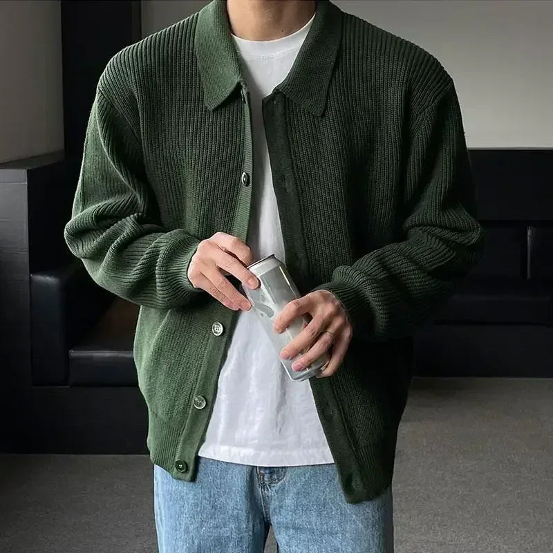 Maxct Men Sweater Coat Korean Fashion Knitted Coats Men Streetwear Slim Fit Casual Cardigan Coats