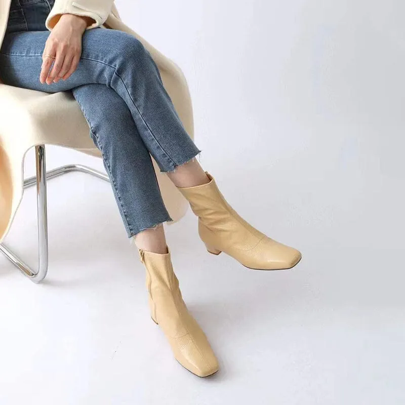Squared Toe Sock Boots Yellow/Beige/Black/Coffee Maxct
