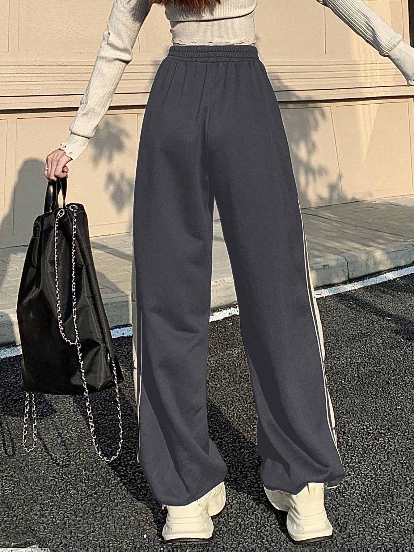 Maxct Women's Fashionable Star Pattern Contrast Color Sports & Casual Sweatpants