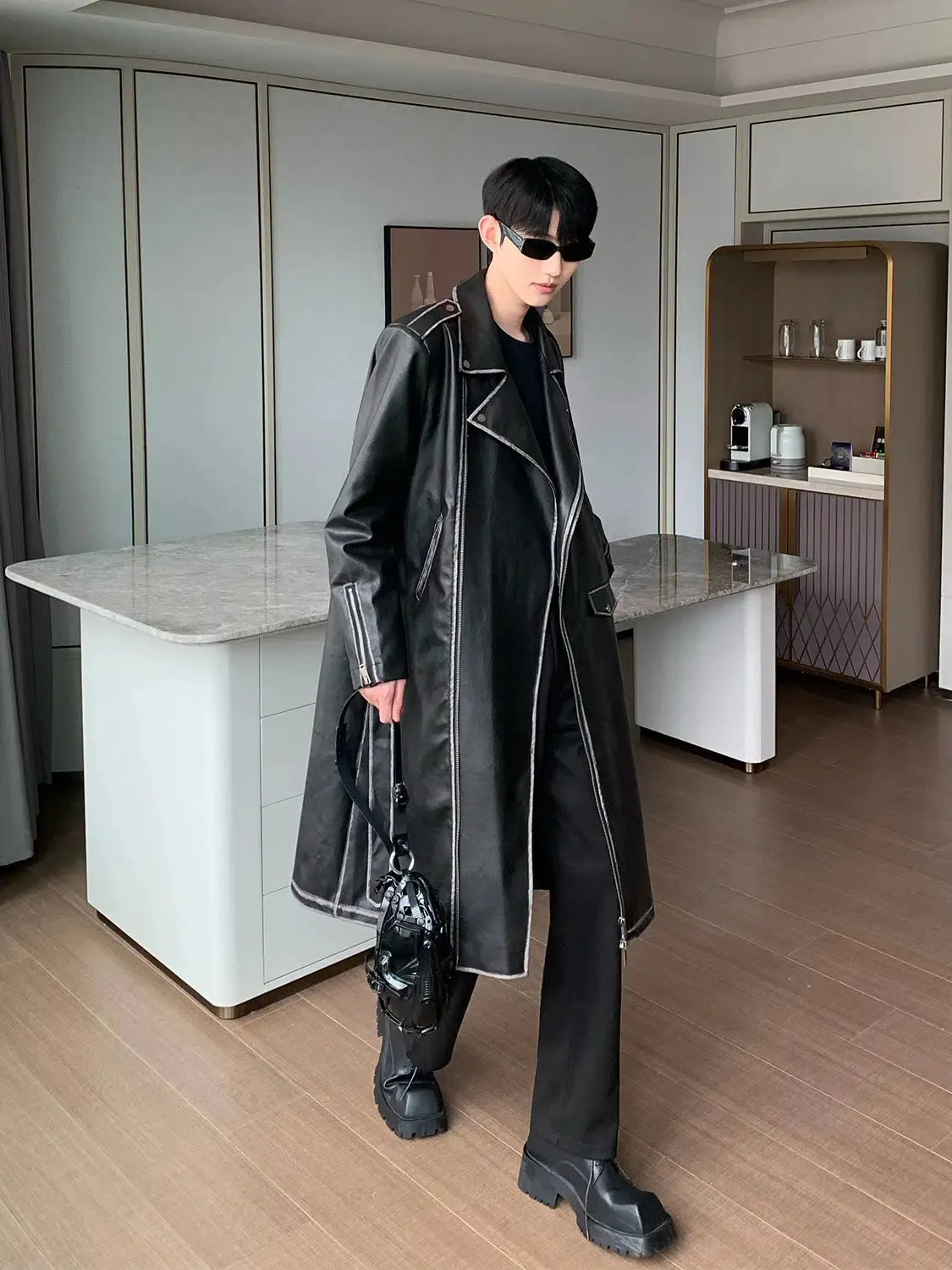 Maxct Over-the-knee Mid-length Leather Coat