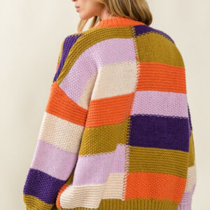 Maxct &BiBi Checkered Color Block Sweater Cardigan