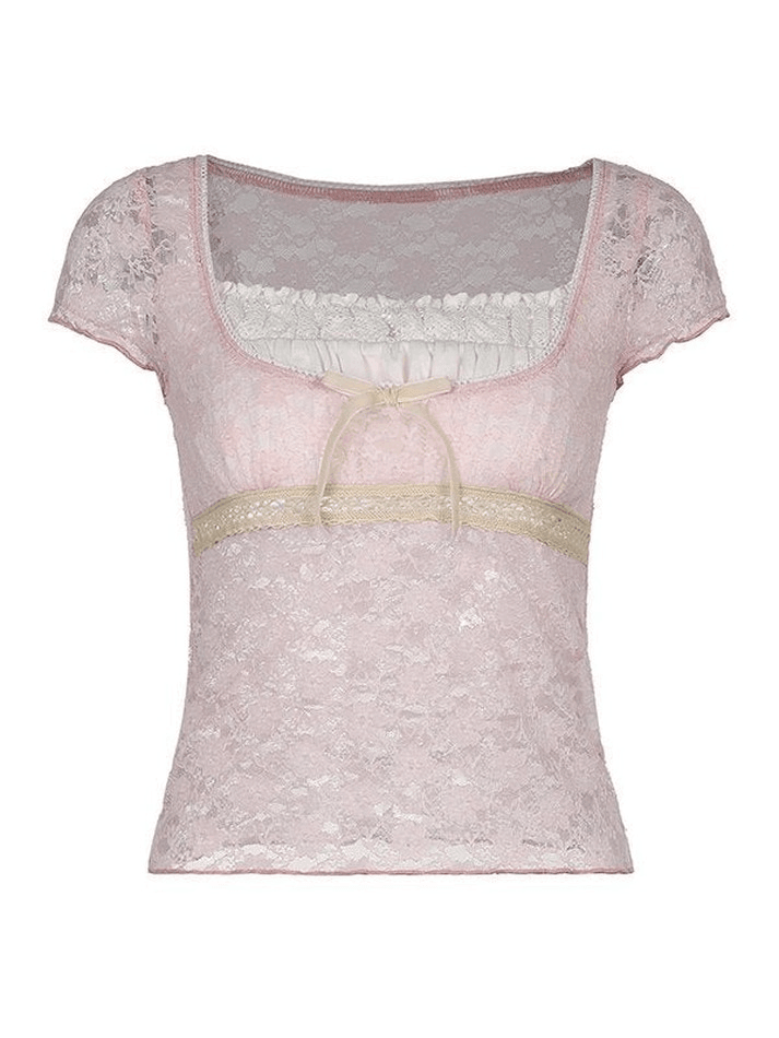 Maxct Lace Patchwork Crop Blouse