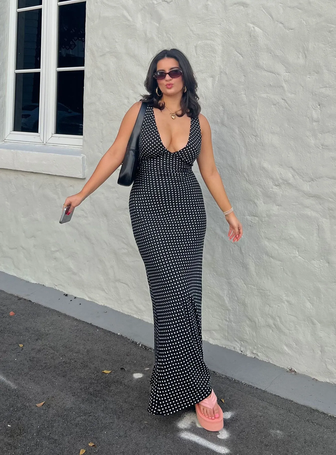 Maxct Nellie Maxi Dress Black Polka Dot