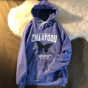 Maxct Love hooded sweater Y2K autumn new Korean version of loose long-sleeved shirt female student flocking love letter jacket trend