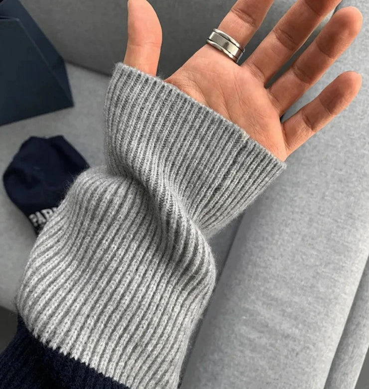 Maxct Stripe Rib Knit Pullover Sweater