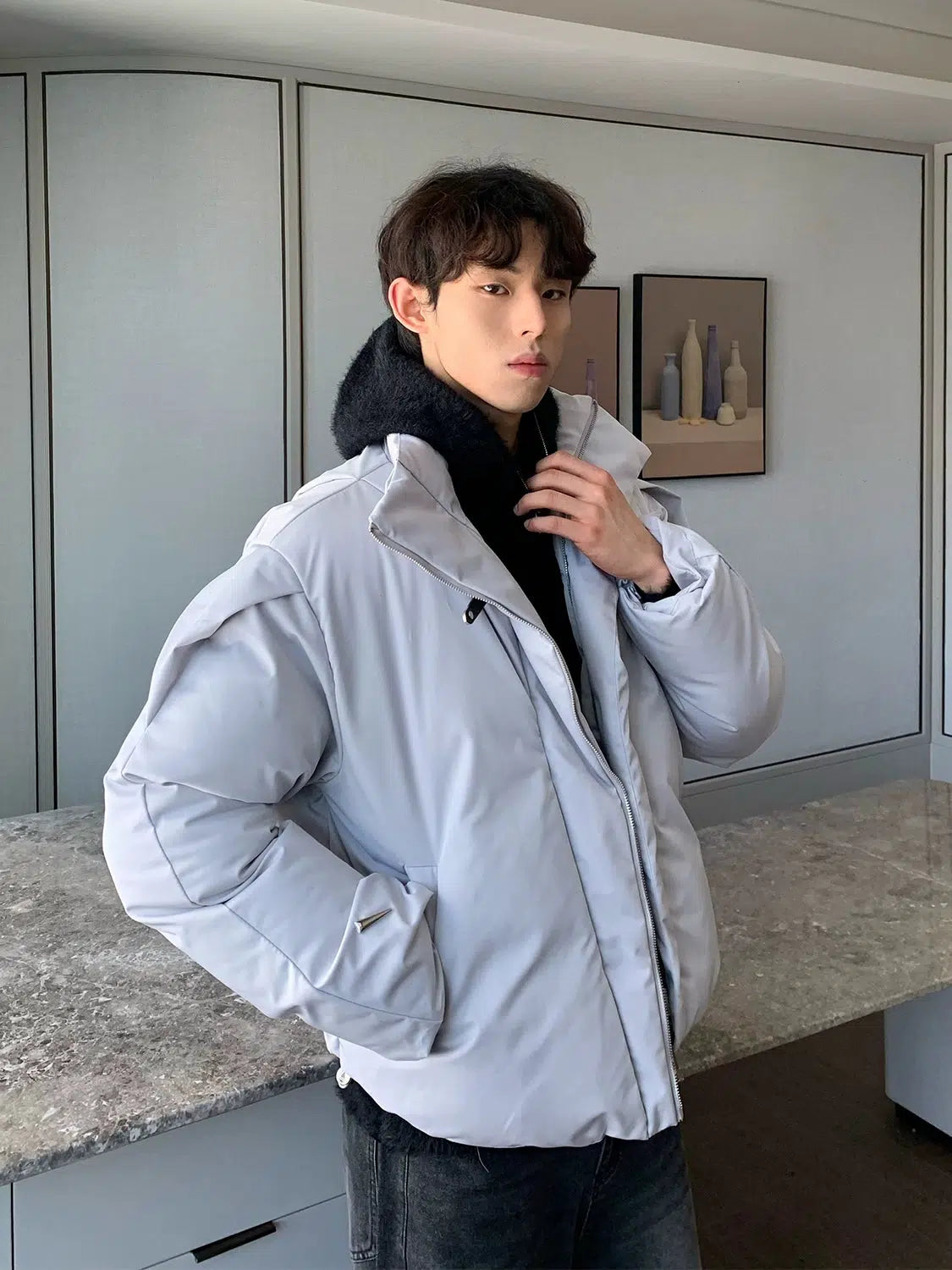 Maxct Stand Collar Coat with Belt Buckle
