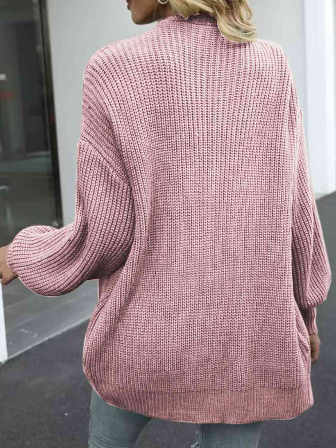 Maxct &Drop Shoulder Balloon Sleeve Cardigan