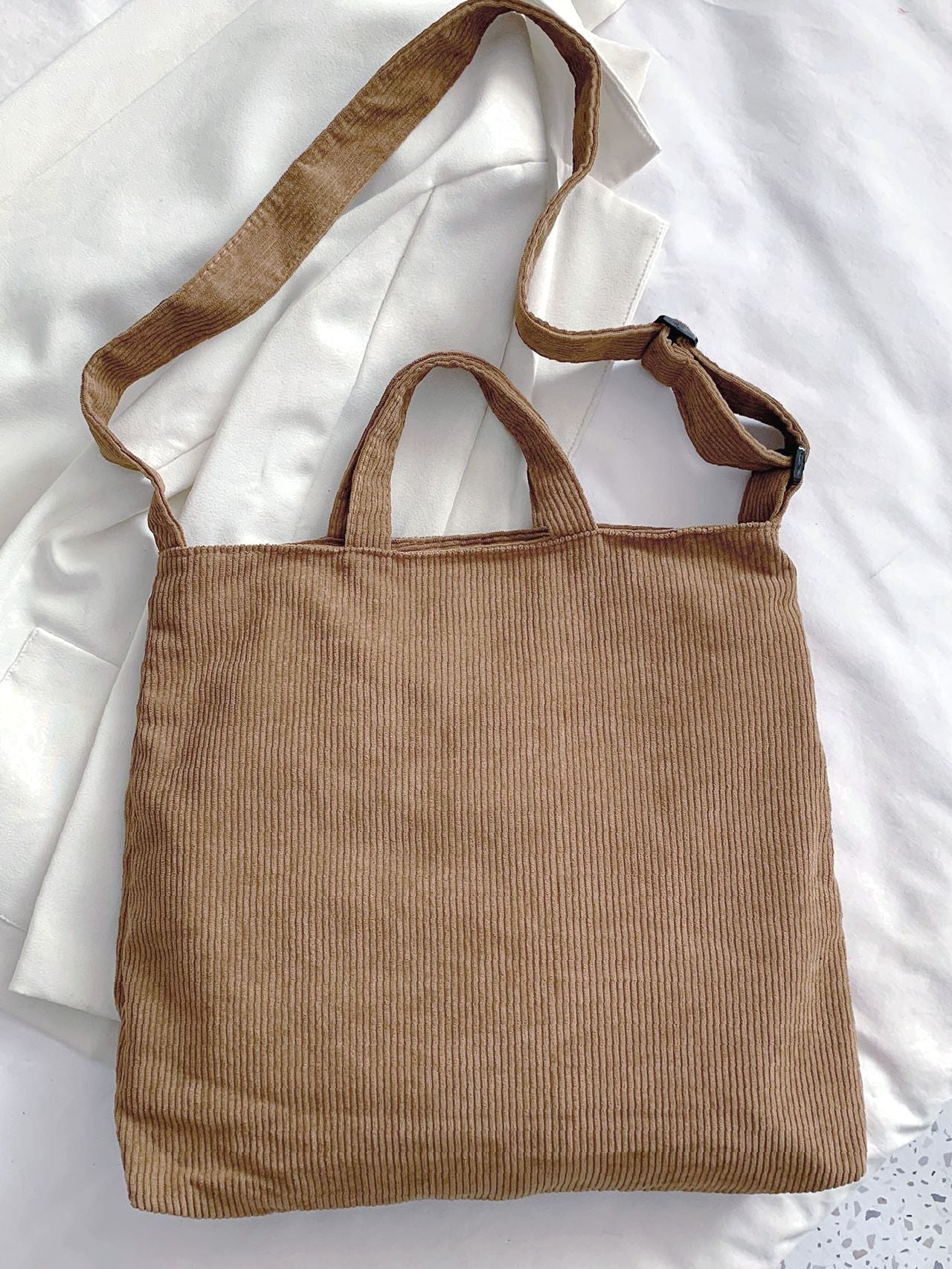Maxct - Corduroy Letter Graphic Top Handle Bag  - Women Tote Bags