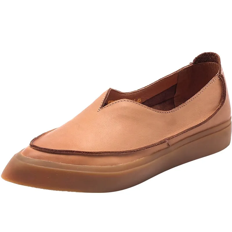Witch Style Point Toe Calfskin Flat Loafers Maxct