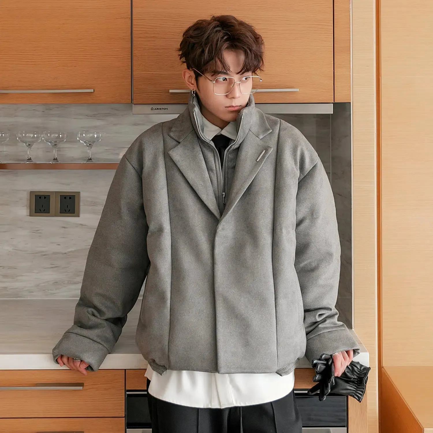 Maxct Filled Cotton Suede Two Piece Coat