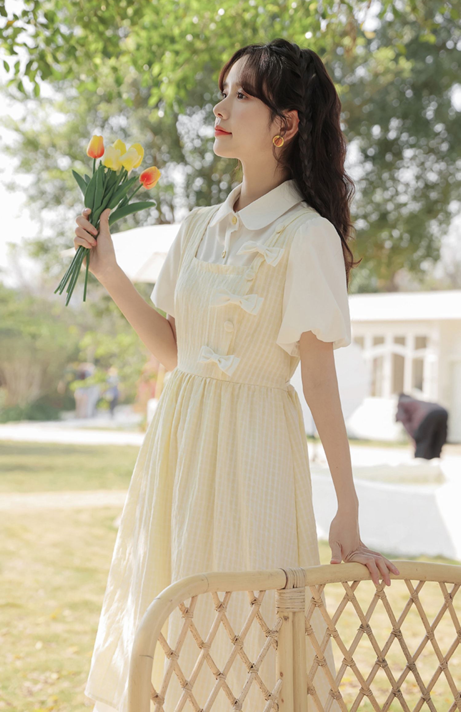 Gingham Bows Twofer Dress Maxct