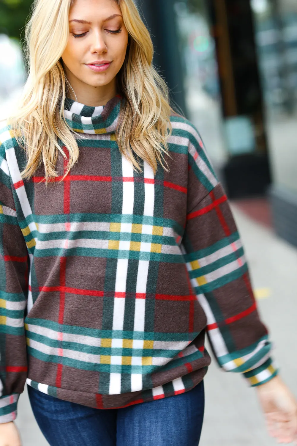 Maxct &Embrace The Joy Multicolor Plaid Turtleneck Sweater