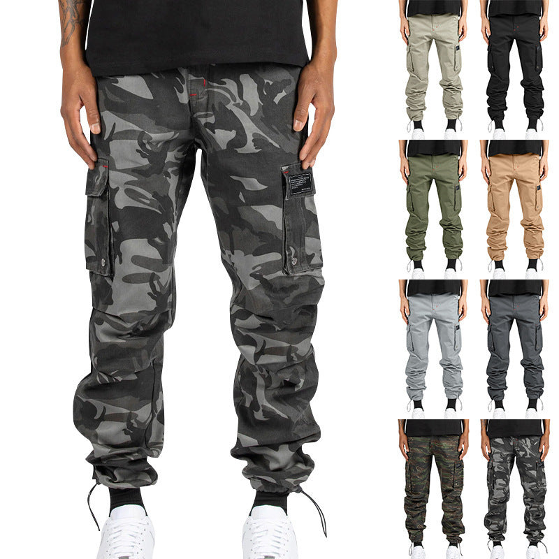 Maxct popular summer new men's  New woven fabric bundle multi-pocket solid color casual pants tooling trousers