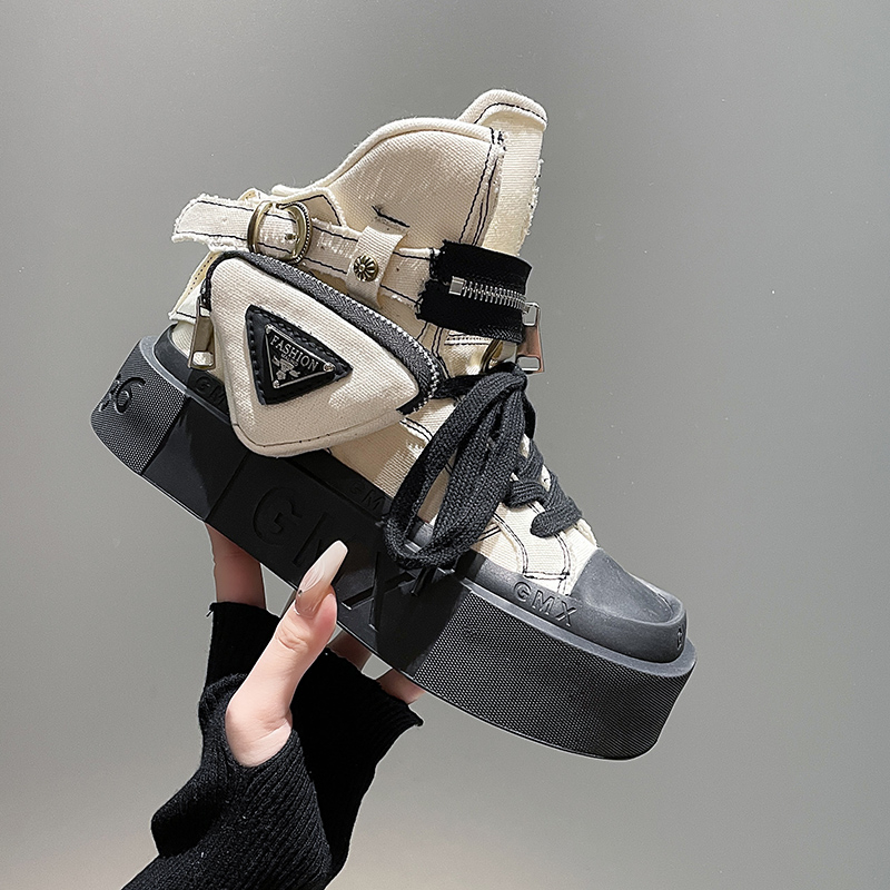 Women's Punk Gothic Denim Canvas Platform Ankle Boots