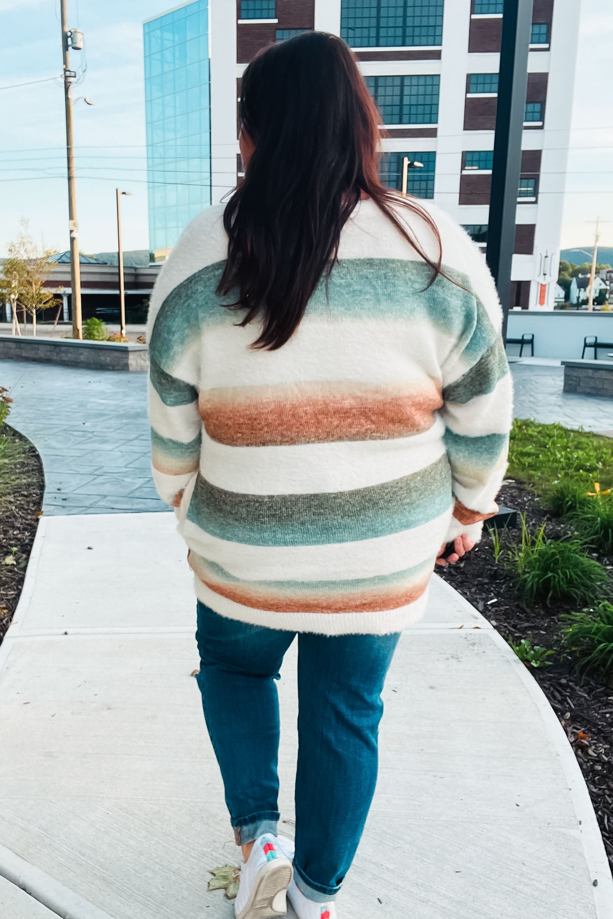 Maxct &Ivory Striped Button Down Fuzzy Knit Cardigan
