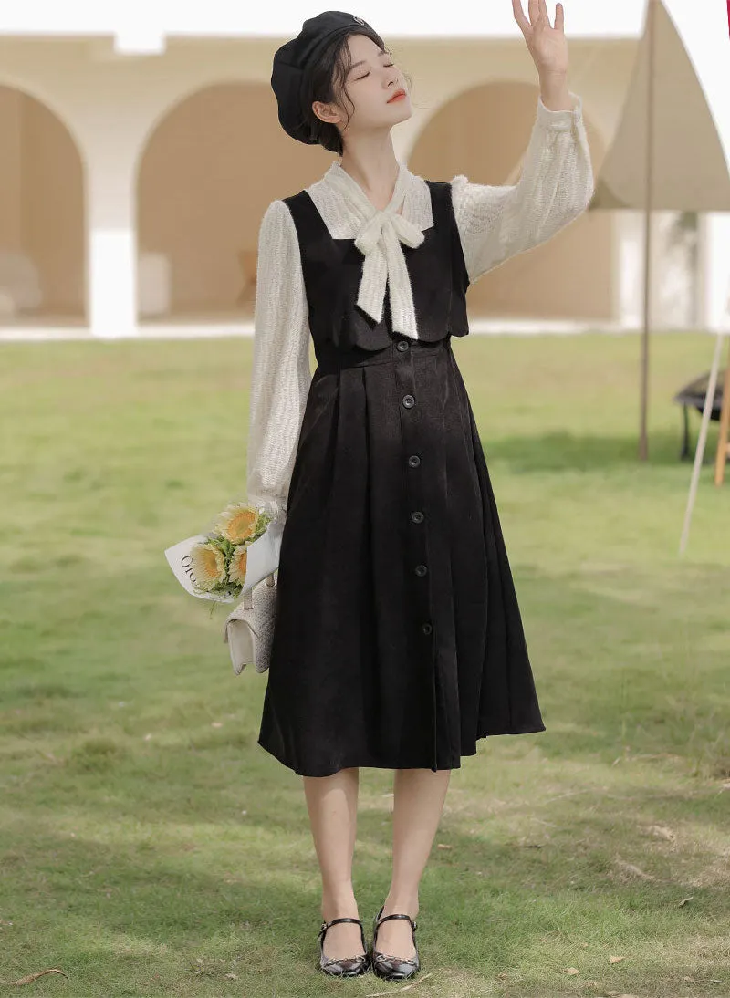 Scallop Button Up Twofer Dress Maxct