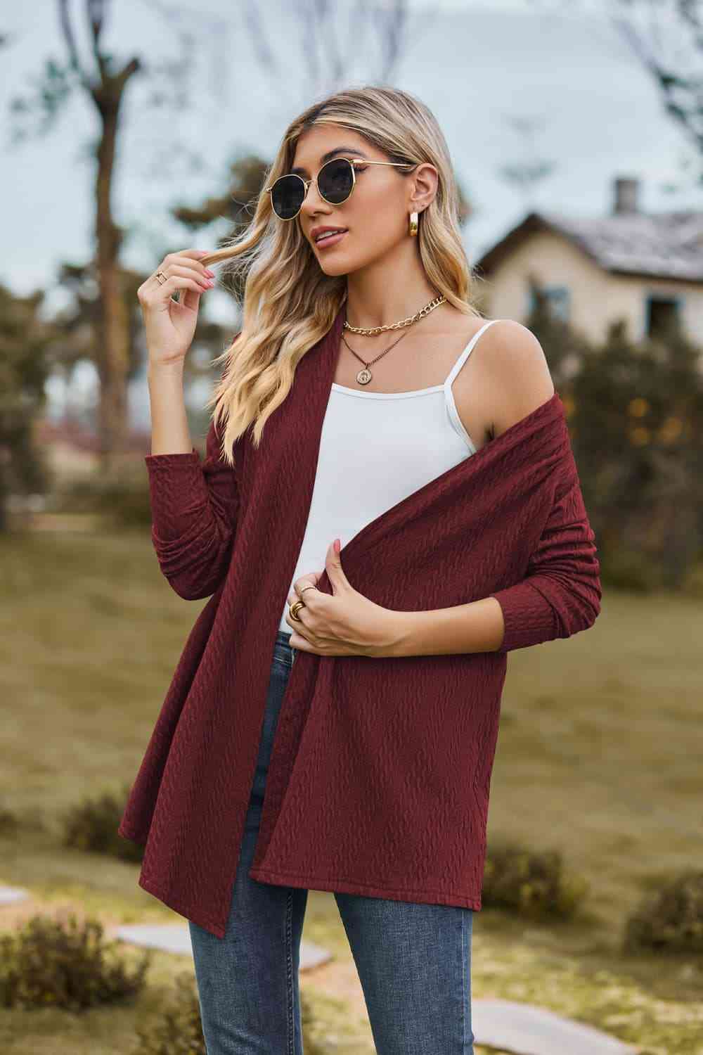 Maxct &Open Front Long Sleeve Cardigan