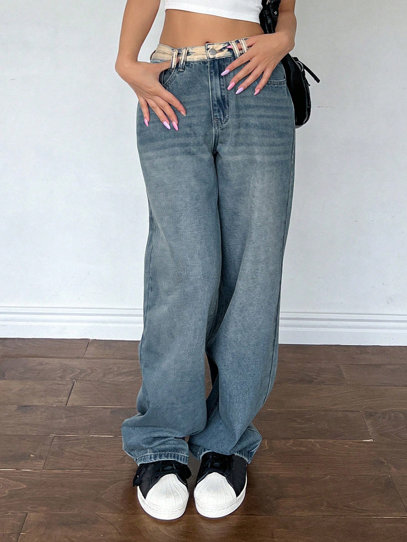 Maxct Women Everyday Casual Loose Wide Leg Denim Pants With Pockets