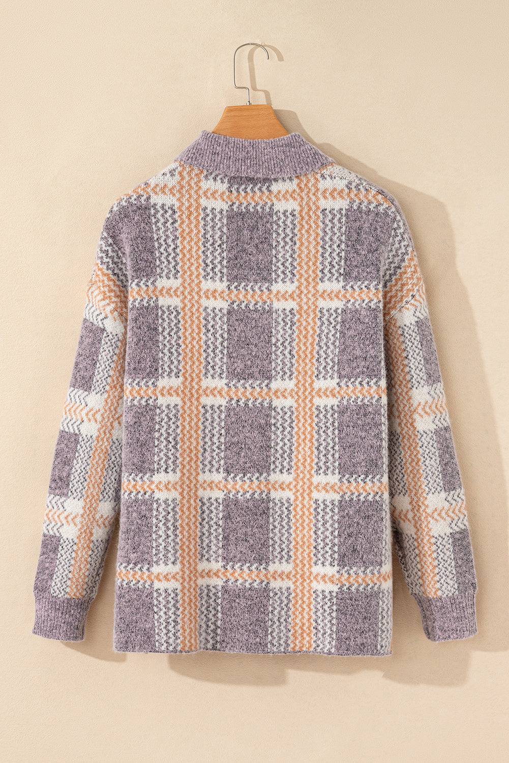 Maxct &Plaid Button Up Collared Neck Cardigan