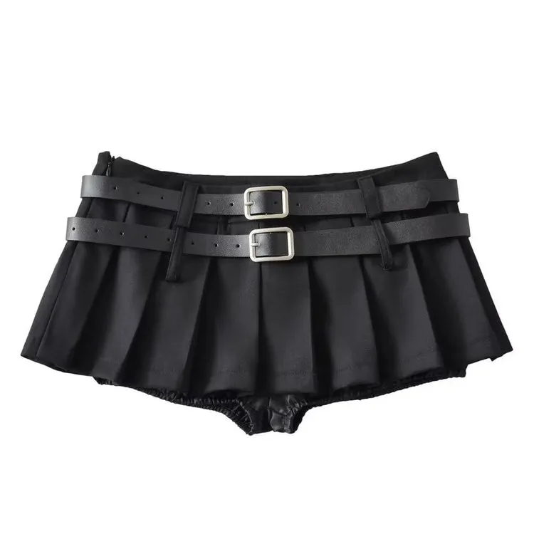 Y2K Double-Belt Extreme Micro Skirt Maxct