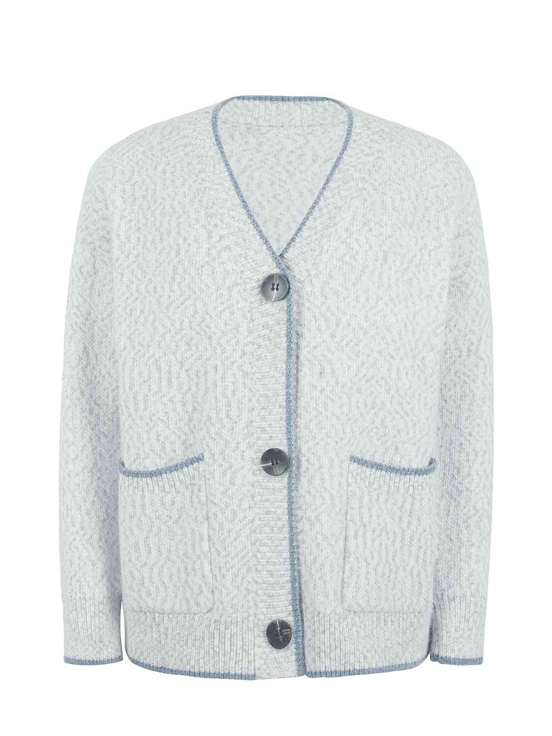 Maxct &Button Down V-Neck Cardigan with Pockets