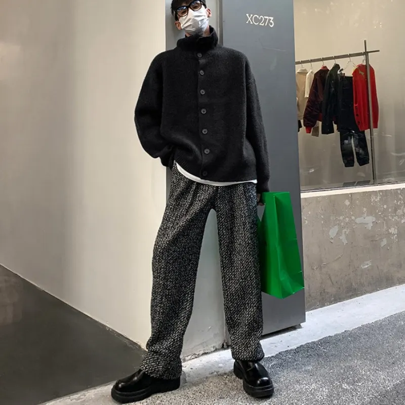 Men's Kit Cardigun, Men's Design, Fashion, Spring, Tubneck Design Cardigun, Sweaters, Outcoat, Jacket