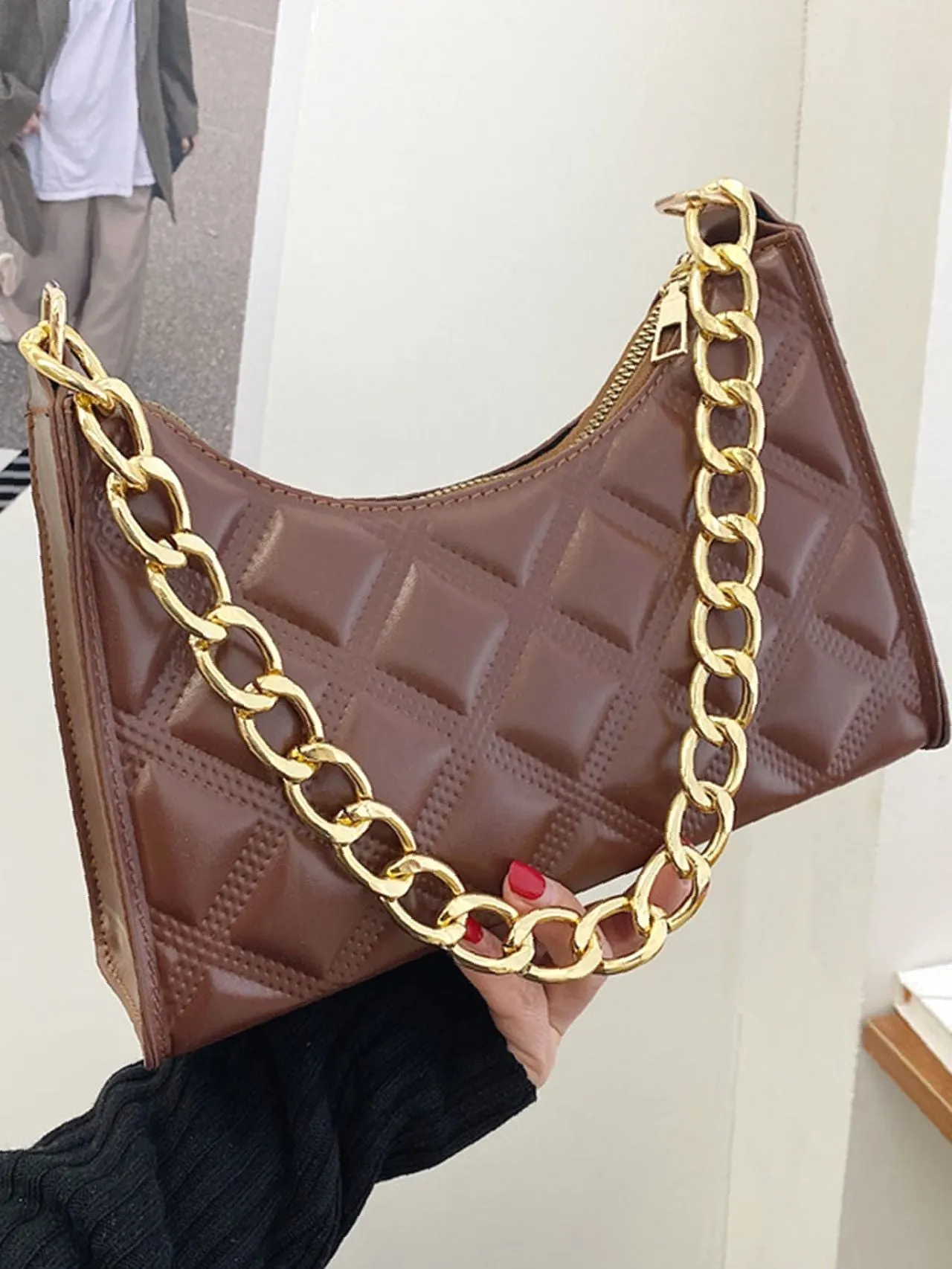 Bag For Love - Quilted Chain Baguette Bag - Women Maxct Bags