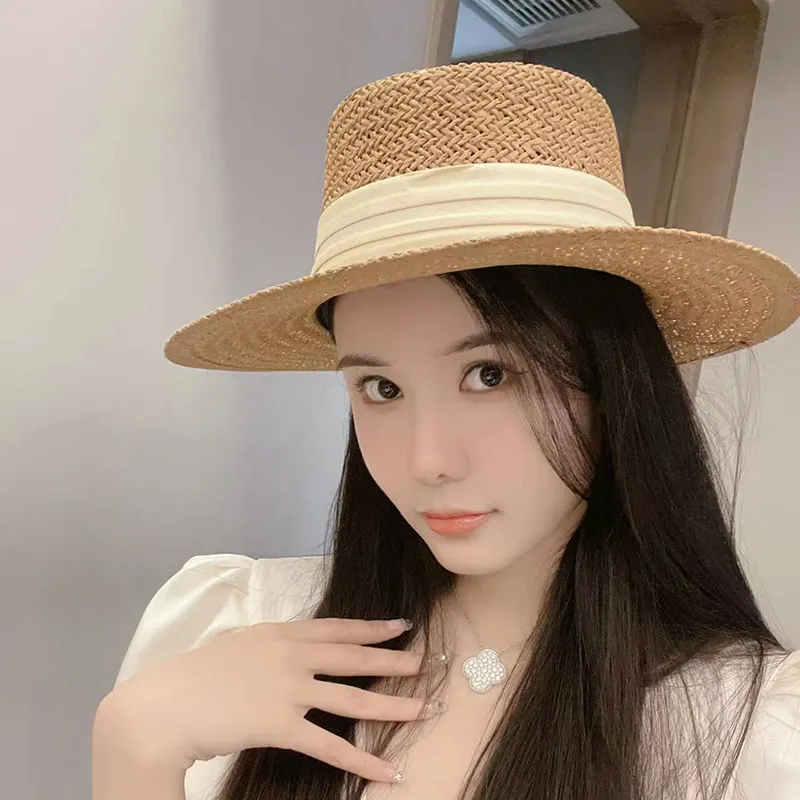 Internet Celebrity Ins Travel Wide Brim Flat Top Japanese Style Straw Hat