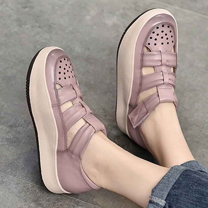 Touch-strap Perforated Platform Sneakers Maxct