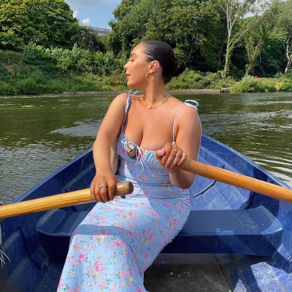 Raquel Pale Blue Floral Maxi Dress Maxct - Image 2
