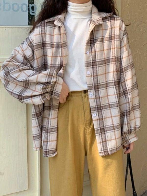 Maxct Checkered Print Button Blouse