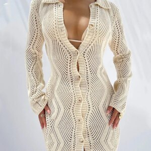 Maxct-Fall Casual Outfits Jacquard Cardigan Short Sweater Dress
