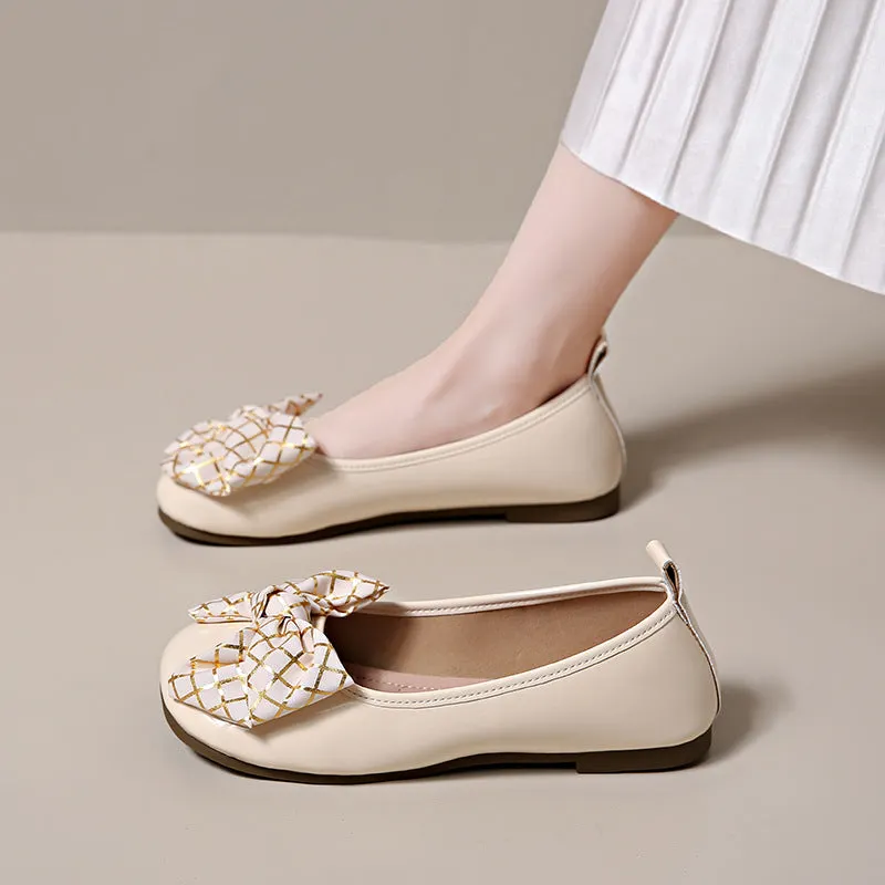 Bow-Tied Mary Jane Small Leather Shoes Maxct