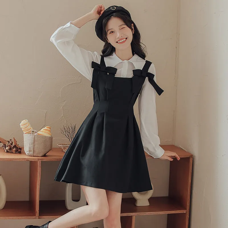 Little Bow Mini Pinafore Dress Set Maxct