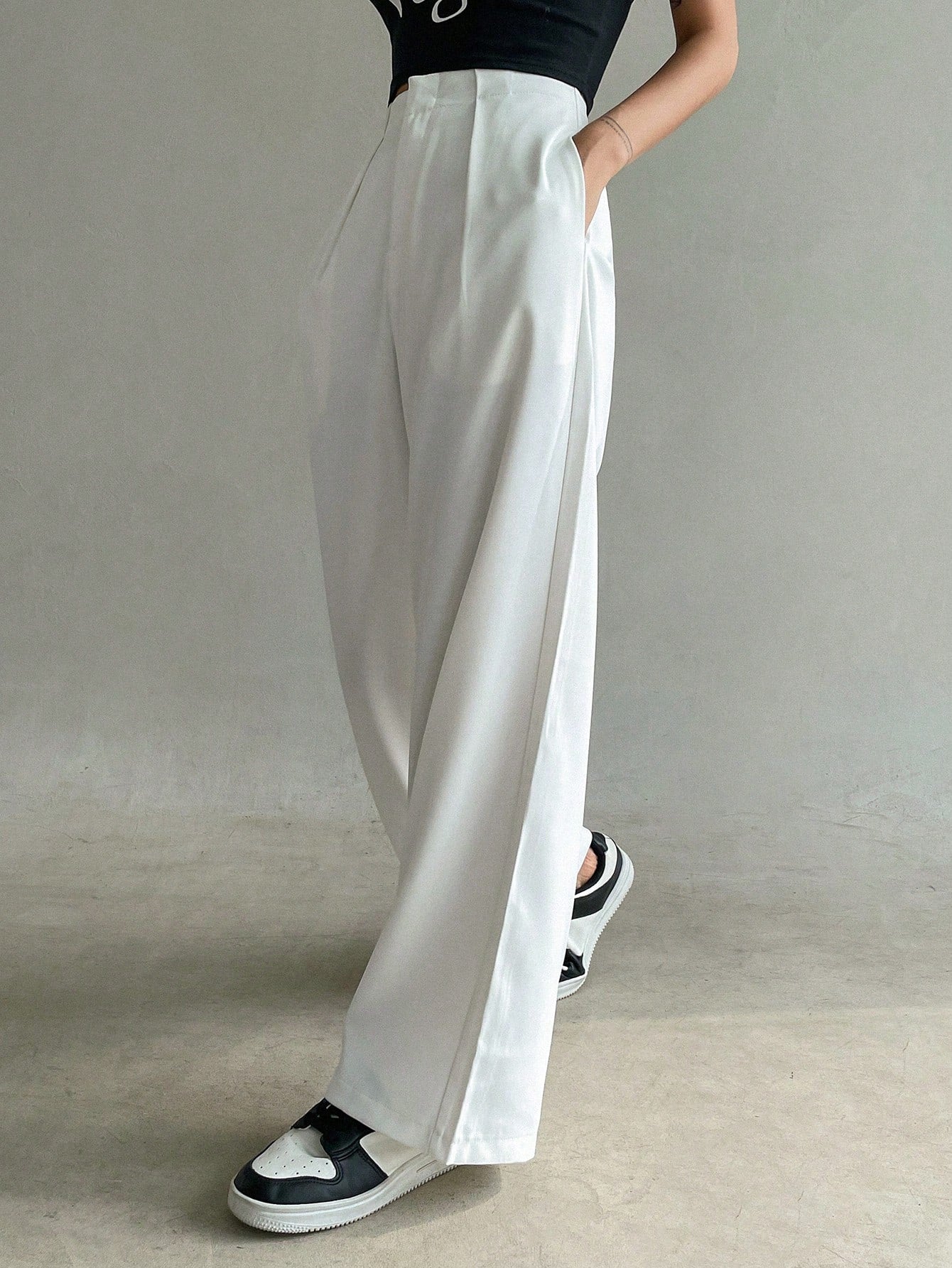 Maxct Solid Wide Leg Suit Pants