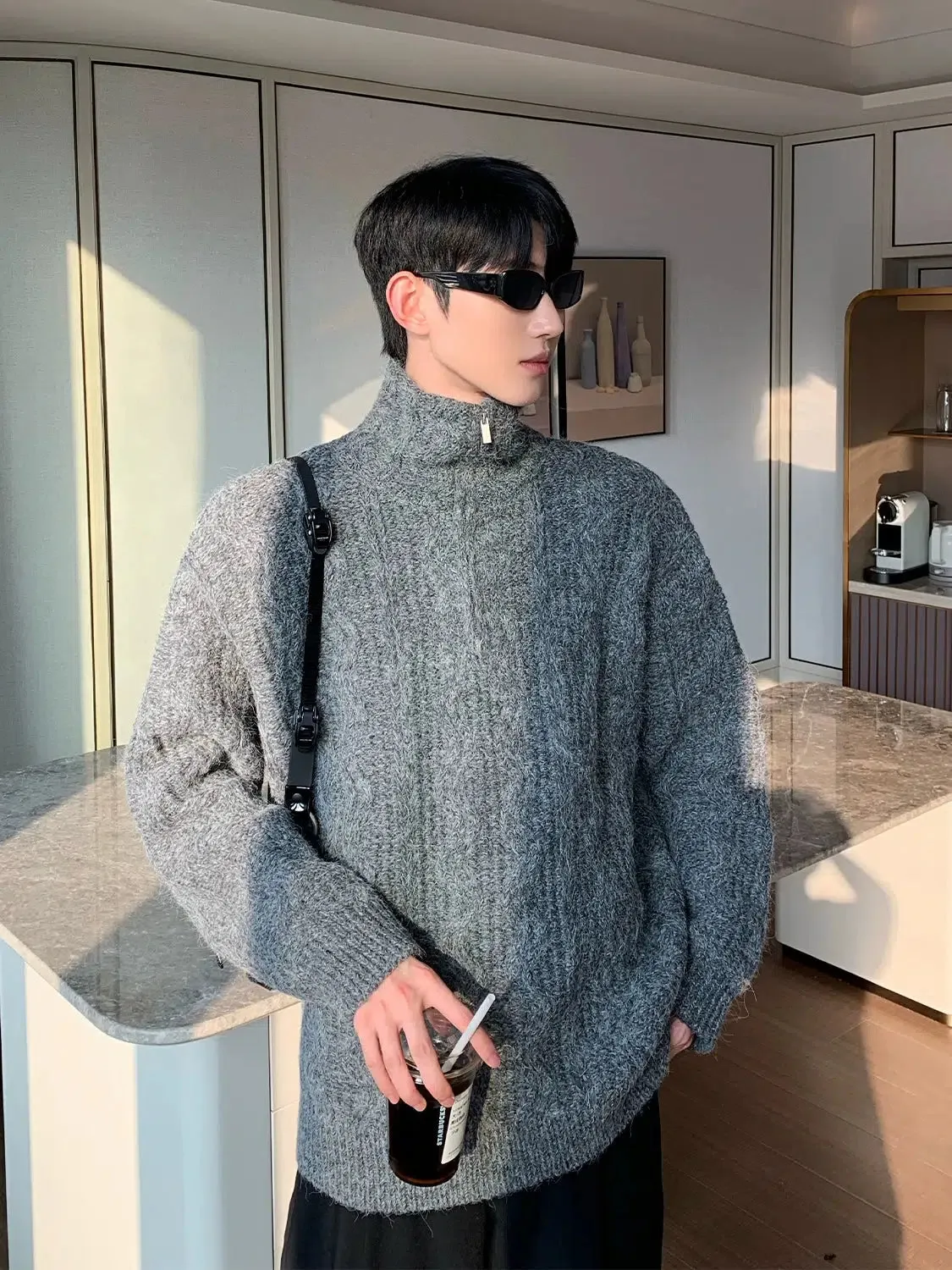 Maxct Half-zip Thickened Turtleneck Sweater