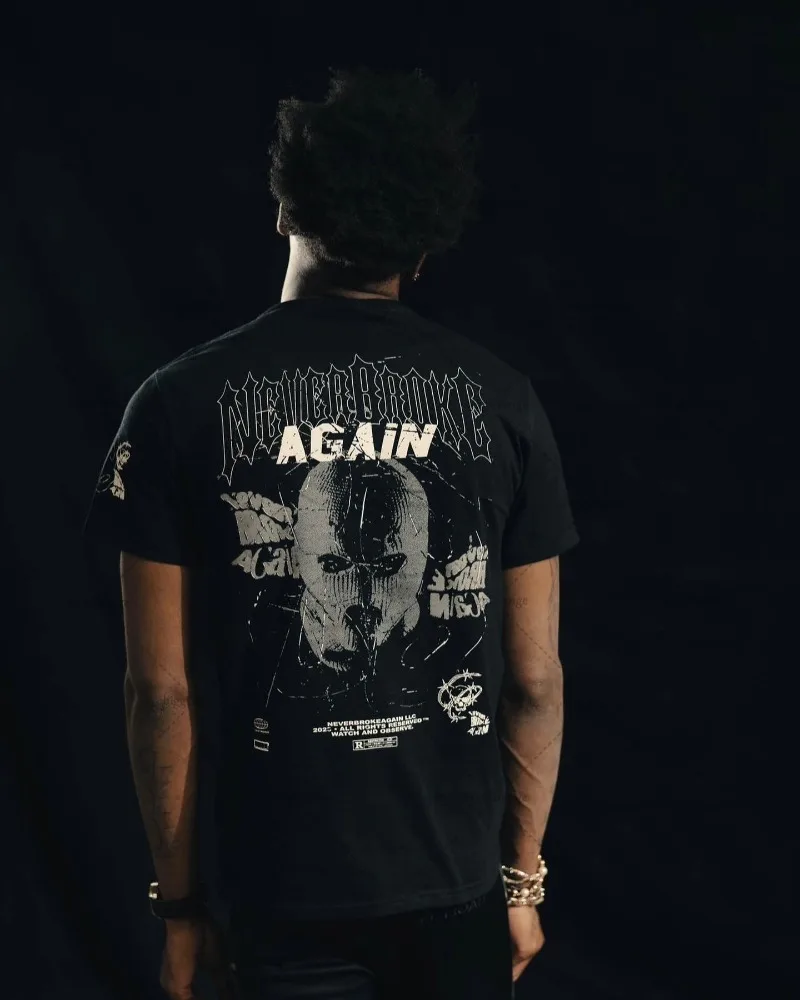 European and American trendy brand new clothing printed oversized T-shirt men Y2K high street hip-hop loose casual short-sleeved