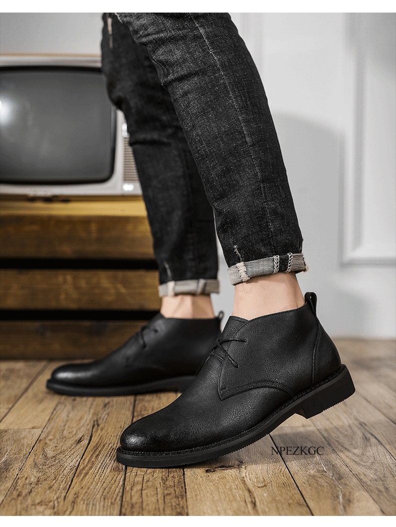 Men's Genuine Leather Casual Business Chelsea Boots - true deals club