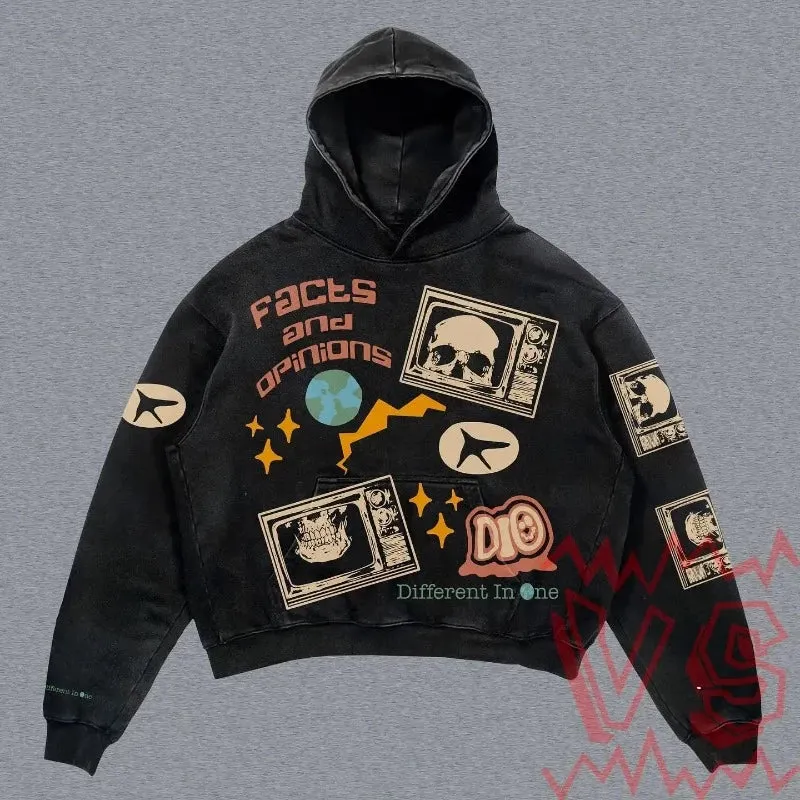 Gothic Oversized Black Graphic Hoodie for Women Maxct
